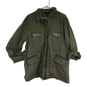 Torrid Army Green Military Cargo Jacket w/Blingy Chest Pockets, SZ 1 (14/16)